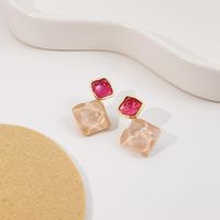 1 Pair Simple Style Square Inlay Alloy Zircon Drop Earrings main image 3