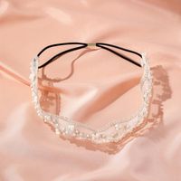 Simple Style Plaid Flower Gauze Inlay Pearl Hair Band main image 1