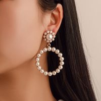 1 Pair Sweet Circle Plating Inlay Alloy Artificial Pearls Rhinestones Drop Earrings main image 1