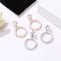 1 Pair Sweet Circle Plating Inlay Alloy Artificial Pearls Rhinestones Drop Earrings main image 2