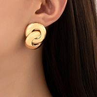 1 Pair Simple Style Double Ring Plating Alloy Ear Studs main image 1
