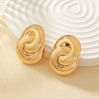 1 Pair Simple Style Double Ring Plating Alloy Ear Studs main image 5