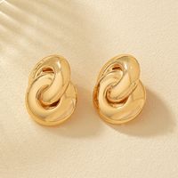 1 Pair Simple Style Double Ring Plating Alloy Ear Studs main image 6