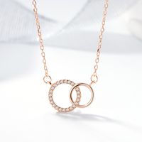 Elegant Simple Style Streetwear Double Ring Sterling Silver Inlay Zircon Pendant Necklace sku image 1