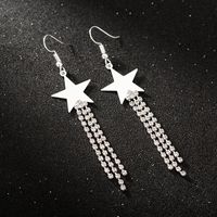 1 Pair Sweet Star Inlay Metal Rhinestones Drop Earrings main image 5