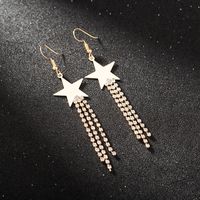 1 Pair Sweet Star Inlay Metal Rhinestones Drop Earrings sku image 1