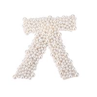 Women's Lady Bow Knot Alloy Cloth Pearl Braid Inlay Artificial Pearls Hair Clip sku image 1