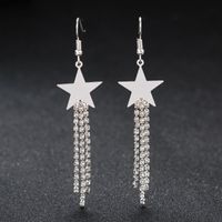 1 Pair Sweet Star Inlay Metal Rhinestones Drop Earrings main image 1