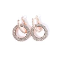 1 Pair Simple Style Double Ring Plating Inlay Metal Rhinestones Drop Earrings sku image 2