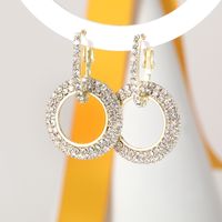 1 Pair Simple Style Double Ring Plating Inlay Metal Rhinestones Drop Earrings main image 4