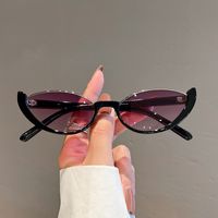 Hip-hop Streetwear Solid Color Pc Cat Eye Half Frame Women's Sunglasses sku image 2