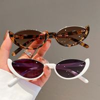 Hip-hop Streetwear Solid Color Pc Cat Eye Half Frame Women's Sunglasses main image 2