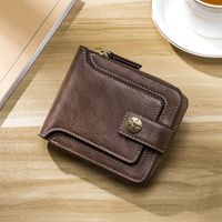 Men's Solid Color Pu Leather Zipper Buckle Wallets main image 4