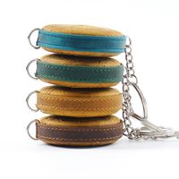 Cross-border Handmade Mini Tape Measure Measuring Tape Vintage Crazy Horse Leather Clothes Measuring Tape Measure Leather Keychain Pendant Tape Measure In Stock main image 3