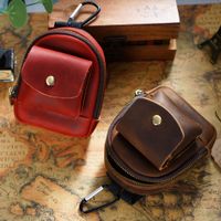 New Original Outdoor Sports Coin Purse Casual Portable Small Saddle Bag Cowhide Buggy Bag Zipper Bag Key Pouch main image 3