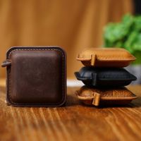 First Layer Cowhide Handmade Mini Tape Measure Measuring Tape Vintage Crazy Horse Leather Clothes Measuring Tape Measure Leather Keychain Pendant Tape Measure main image 1