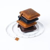 First Layer Cowhide Handmade Mini Tape Measure Measuring Tape Vintage Crazy Horse Leather Clothes Measuring Tape Measure Leather Keychain Pendant Tape Measure main image 3