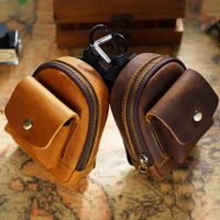 New Original Outdoor Sports Coin Purse Casual Portable Small Saddle Bag Cowhide Buggy Bag Zipper Bag Key Pouch main image 4