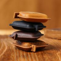 First Layer Cowhide Handmade Mini Tape Measure Measuring Tape Vintage Crazy Horse Leather Clothes Measuring Tape Measure Leather Keychain Pendant Tape Measure main image 2