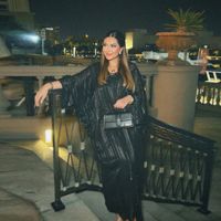Mq068 Modes Muslim Abaya Fashion Dress Black Robe Shiny Figured Cloth Robe Two-piece Set main image 5