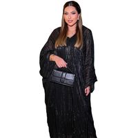 Mq068 Modes Muslim Abaya Fashion Dress Black Robe Shiny Figured Cloth Robe Two-piece Set main image 3