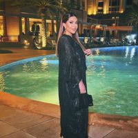 Mq068 Modes Muslim Abaya Fashion Dress Black Robe Shiny Figured Cloth Robe Two-piece Set main image 2