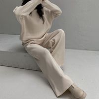 Women's Casual Solid Color Polyester Fleece Pants Sets main image 3