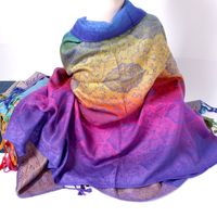 Women's Elegant Lady Multicolor Gradient Color Viscose Polyester Tassel Shawl sku image 5