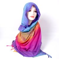 Women's Elegant Lady Multicolor Gradient Color Viscose Polyester Tassel Shawl sku image 7