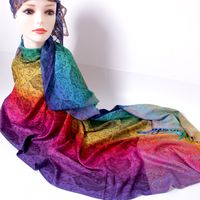 Women's Elegant Lady Multicolor Gradient Color Viscose Polyester Tassel Shawl main image 2