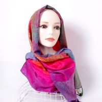 Women's Elegant Lady Multicolor Gradient Color Viscose Polyester Tassel Shawl sku image 2