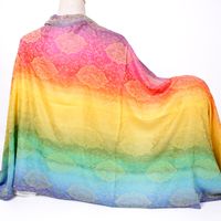 Women's Elegant Lady Multicolor Gradient Color Viscose Polyester Tassel Shawl sku image 3