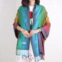 Women's Lady Gradient Color Flower Cotton Shawl sku image 10