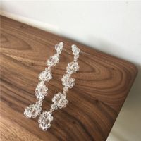 1 Pair Novelty Flower Beaded Plating Artificial Crystal Metal Drop Earrings sku image 4