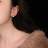 1 Pair Basic Sweet Heart Shape Inlay Alloy Amber Ear Studs main image 3
