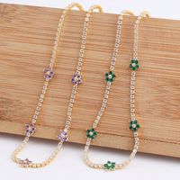 Wholesale Elegant Simple Style Flower Copper Plating Inlay K Gold Plated Zircon Necklace main image 5