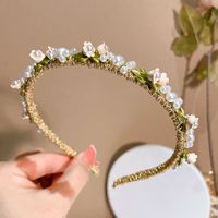 Women's Fairy Style Sweet Waves Flower Imitation Pearl Alloy Hair Band main image 3