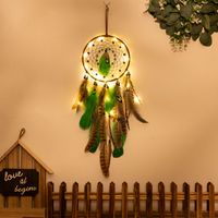 Star Moon Leather Rope Feather Iron Wind Chime Wall Art sku image 6