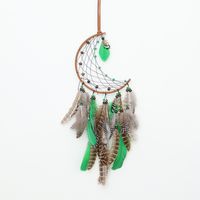 Star Moon Leather Rope Feather Iron Wind Chime Wall Art sku image 4