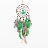 Star Moon Leather Rope Feather Iron Wind Chime Wall Art sku image 2