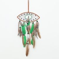 Star Moon Leather Rope Feather Iron Wind Chime Wall Art sku image 5