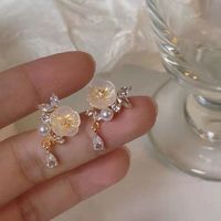 1 Pair Sweet Fruit Flower Plating Inlay Alloy Artificial Pearls Zircon Earrings main image 4