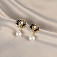 1 Pair Sweet Fruit Flower Plating Inlay Alloy Artificial Pearls Zircon Earrings sku image 9