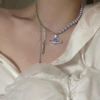 Sweet Artistic Cool Style Galaxy Heart Shape Alloy Inlay Zircon Women's Necklace main image 3