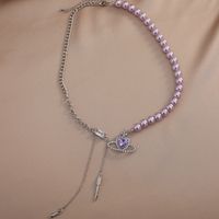 Sweet Artistic Cool Style Galaxy Heart Shape Alloy Inlay Zircon Women's Necklace sku image 1