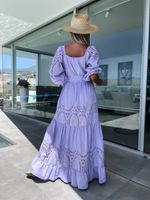 Women's Swing Dress Vacation Square Neck Half Sleeve Solid Color Maxi Long Dress Holiday main image 2