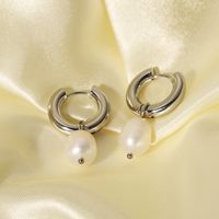 1 Pair Baroque Style Classic Style Geometric Plating 201 Stainless Steel Freshwater Pearl Drop Earrings main image 4