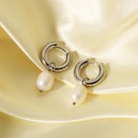 1 Pair Baroque Style Classic Style Geometric Plating 201 Stainless Steel Freshwater Pearl Drop Earrings sku image 1