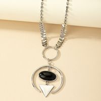 Hip-hop Retro Cool Style Triangle Round Oval Alloy Plating Women's Pendant Necklace main image 3