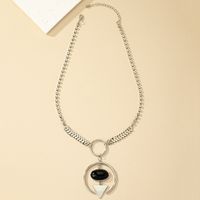 Hip-hop Retro Cool Style Triangle Round Oval Alloy Plating Women's Pendant Necklace main image 4